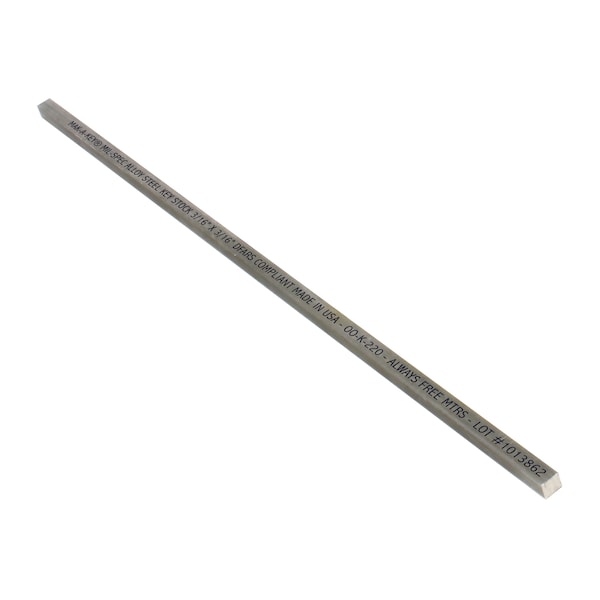 Huyett Oversized Key Stock, 12 in L, 3/16 in W, 3/16 in H, Alloy Steel MS6001870187-12 - main